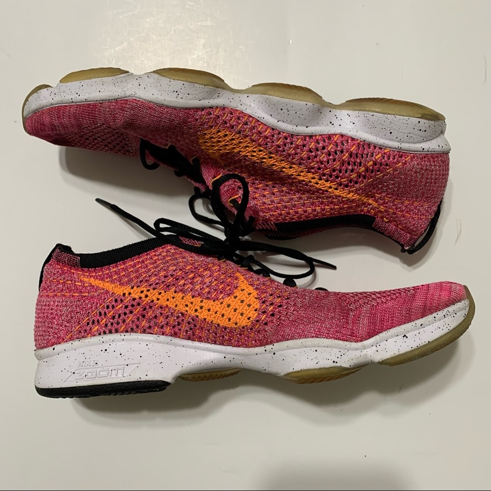 Nike Women Shoe Flyknit Zoom Size 10 Running Shoes Pink Sneakers 698616-602 - Picture 4 of 11